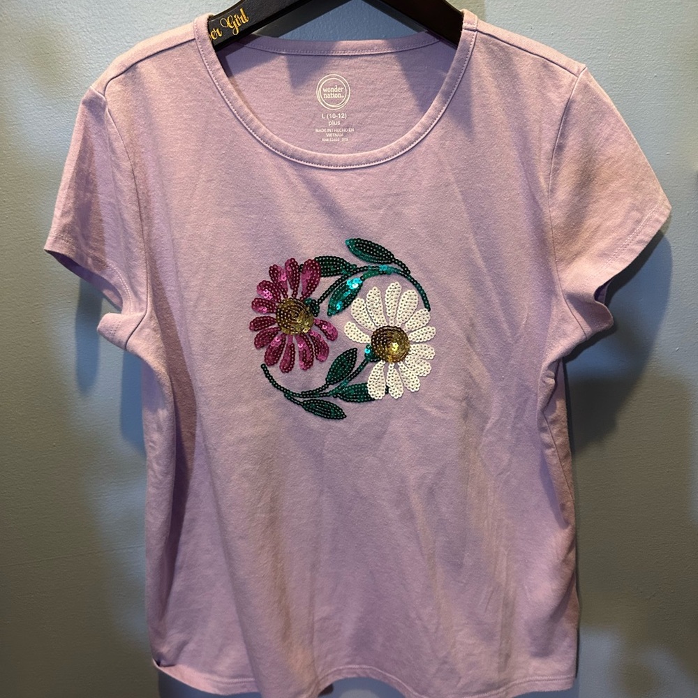Girls floral sequined top
